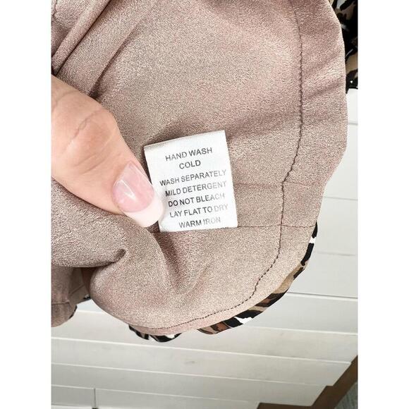 JADE Leopard Animal Print Shift Dress 3/4 Bell Sleeves Keyhole Back Size XS - Picture 11 of 13